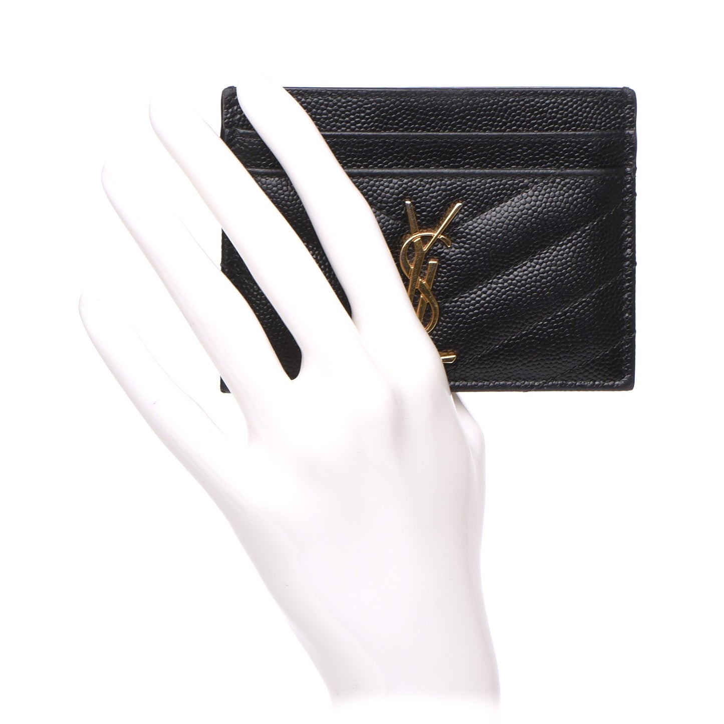Grain De Poudre Matelasse Chevron Monogram Credit Card Case Black