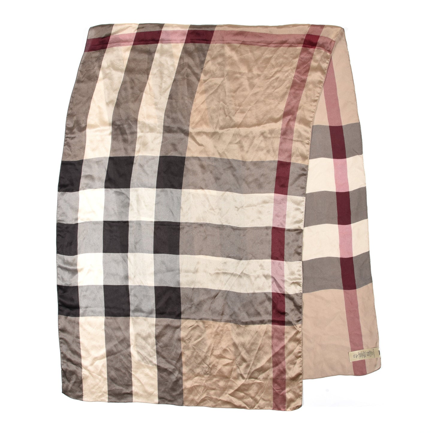 Silk Giant Check Lightweight Scarf Camel