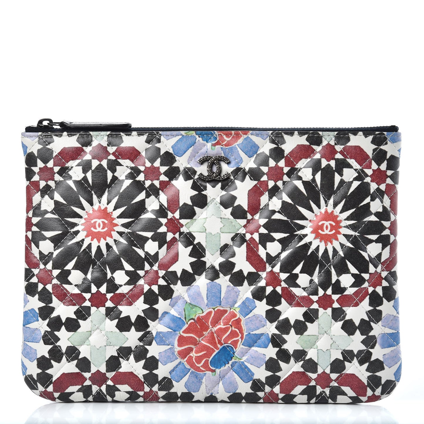 Glazed Lambskin Quilted Medium Paris Dubai Cosmetic Case Multicolor