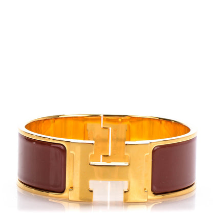 Hermes Enamel Wide Clic Clac H Bracelet GM Moka 1 of 6