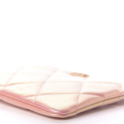 Chanel Iridescent Calfskin Quilted Large 19 Pouch Pink 7 of 10