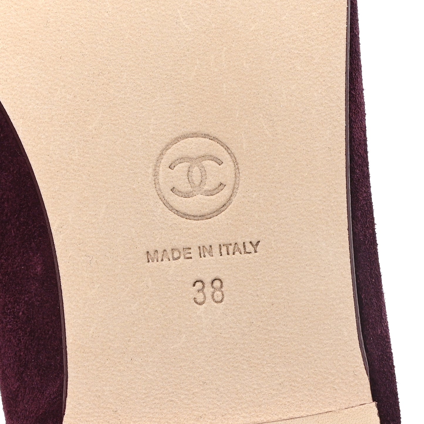 Suede Patent Cap Toe CC Ballerina Flats 38 Burgundy