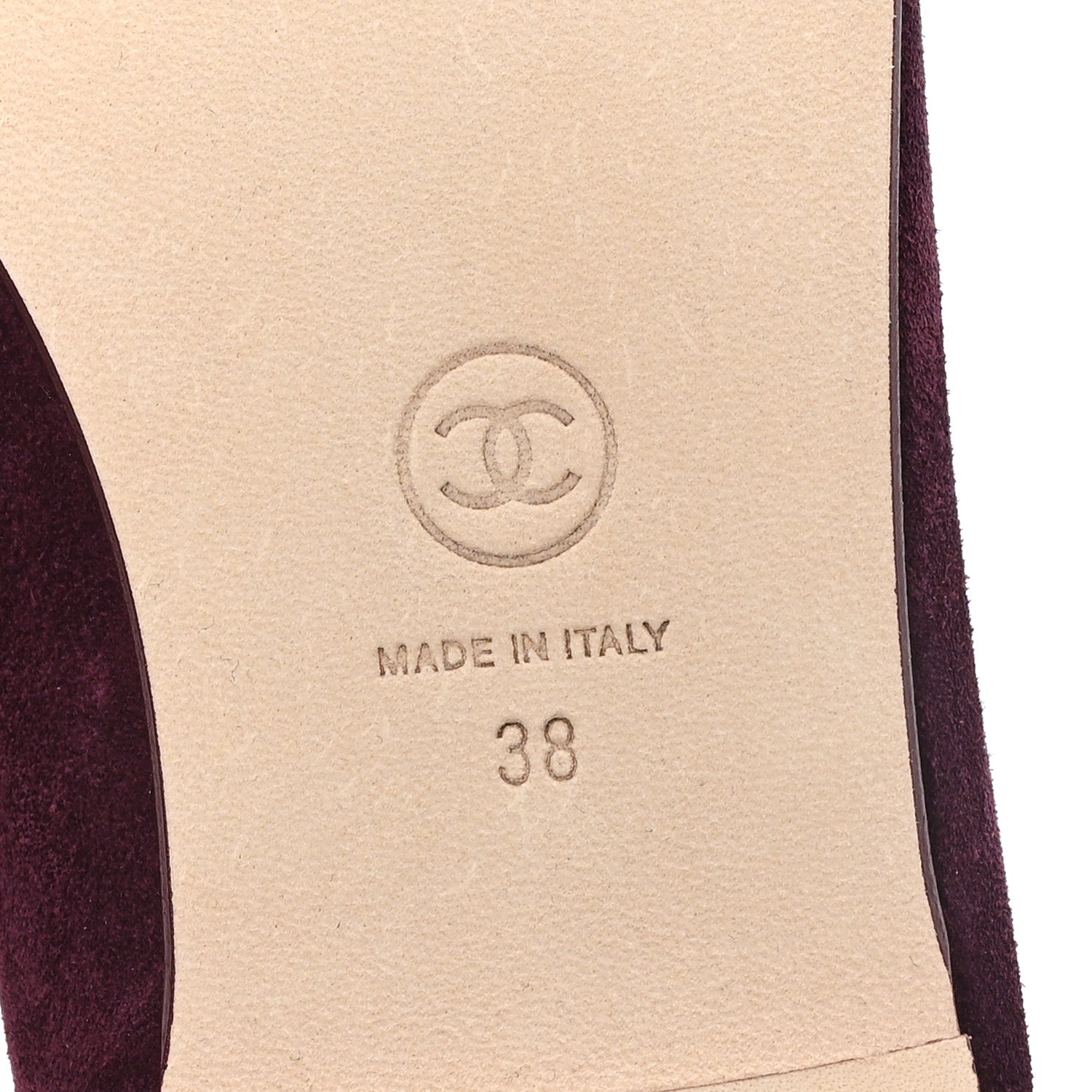 Chanel Suede Patent Cap Toe CC Ballerina Flats 38 Burgundy 7 of 9