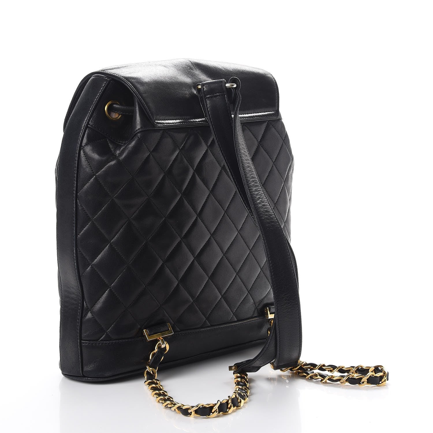 Chanel Lambskin Quilted Drawstring Backpack Black 4 of 11
