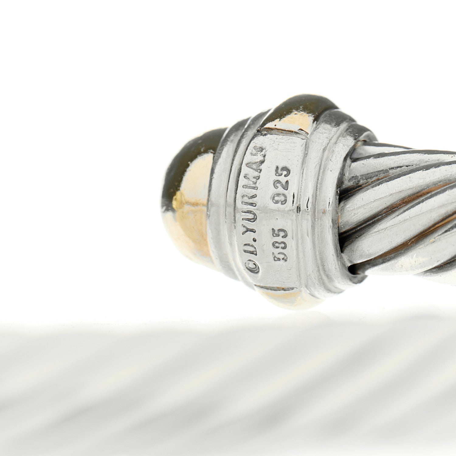 David Yurman Sterling Silver 14K Yellow Gold 7mm Cable Classics Bracelet 3 of 3