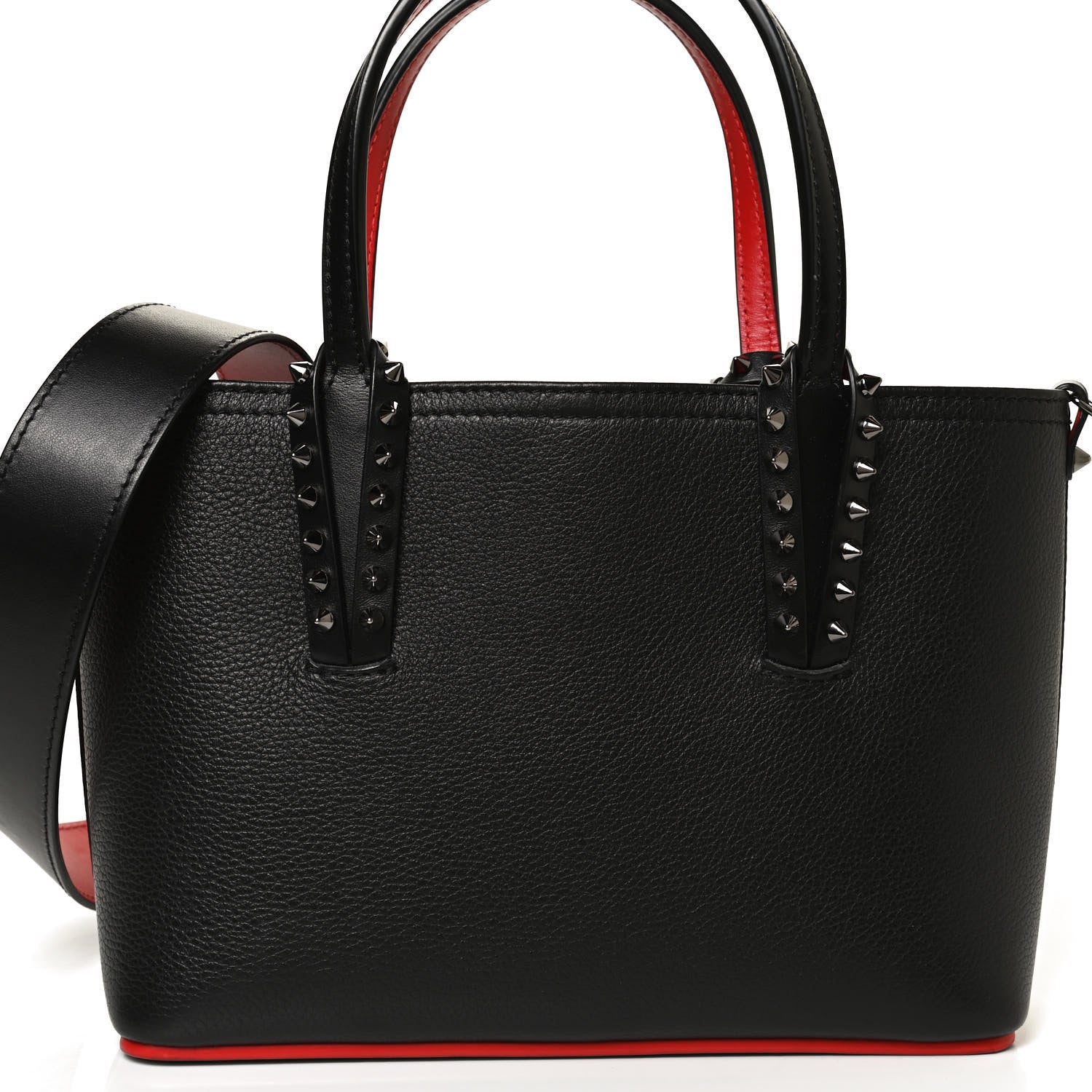 Christian Louboutin Calfskin Spikes Mini East West Cabata Tote Black 7 of 11
