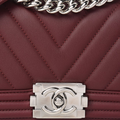 Chanel Calfskin Chevron Quilted Small Boy Flap Burgundy 8 of 13