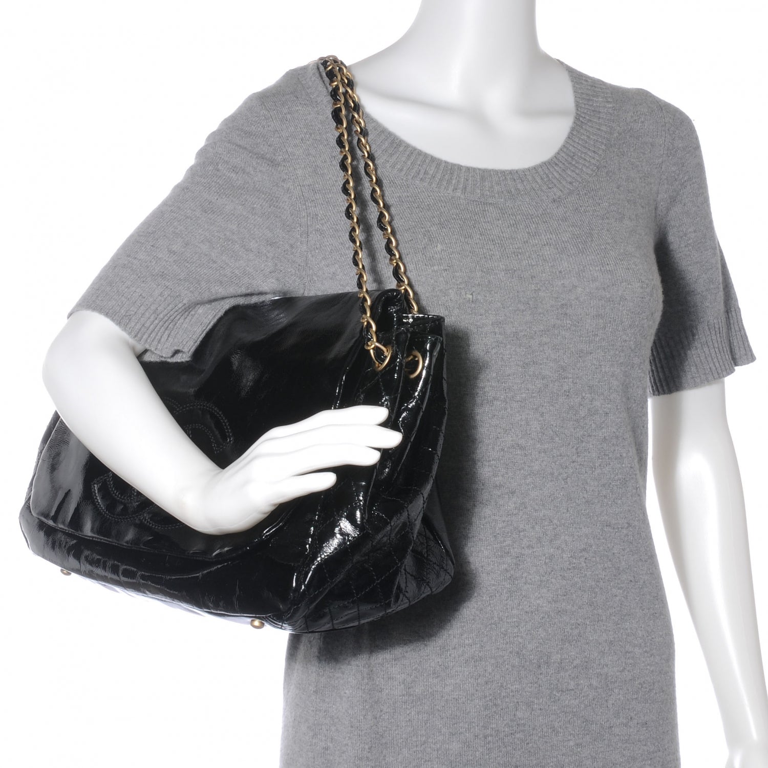Chanel Vinyl Rock and Chain Large Flap Black 2 of 7