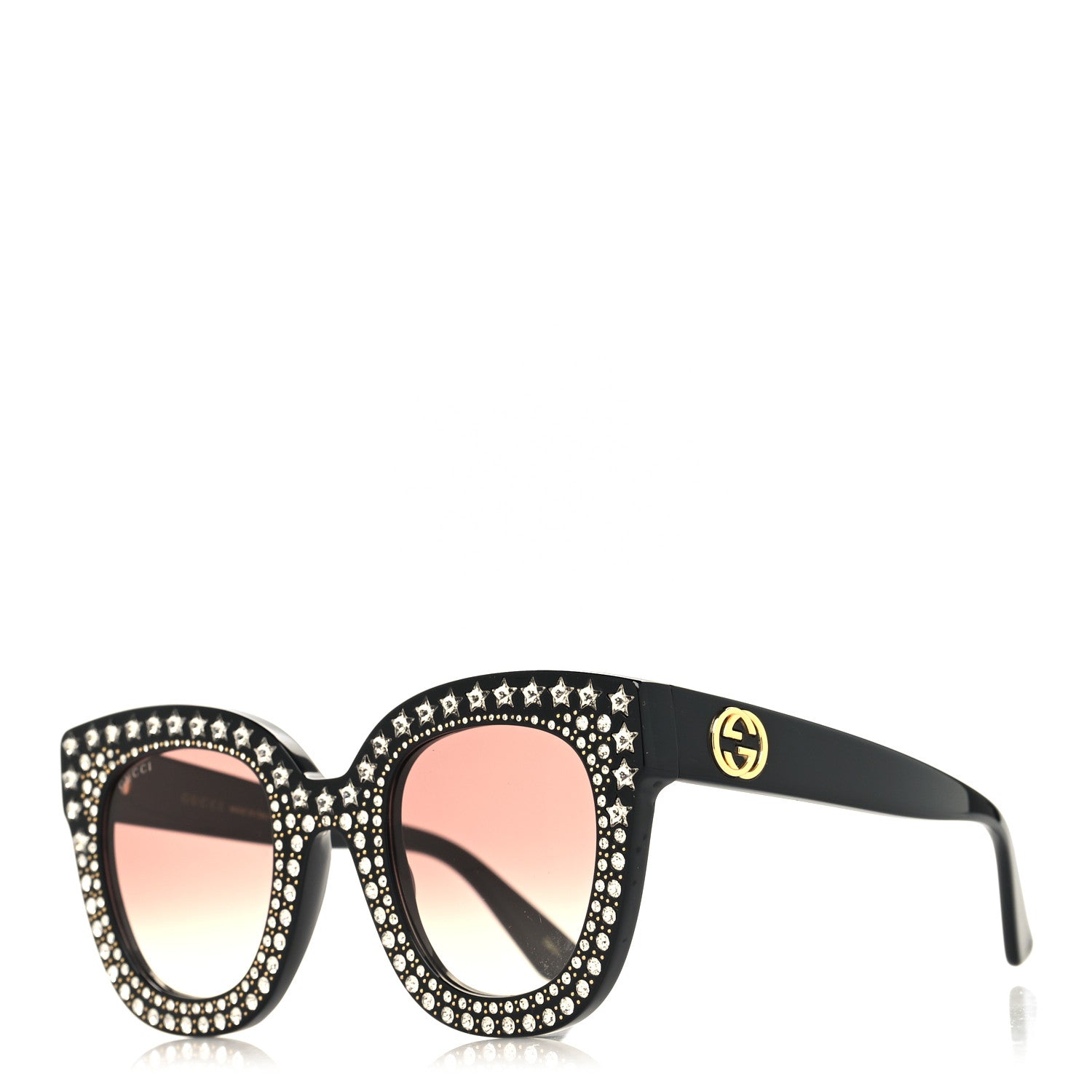 Gucci Acetate Stars Cat Eye Sunglasses GG0116S Black 1 of 7