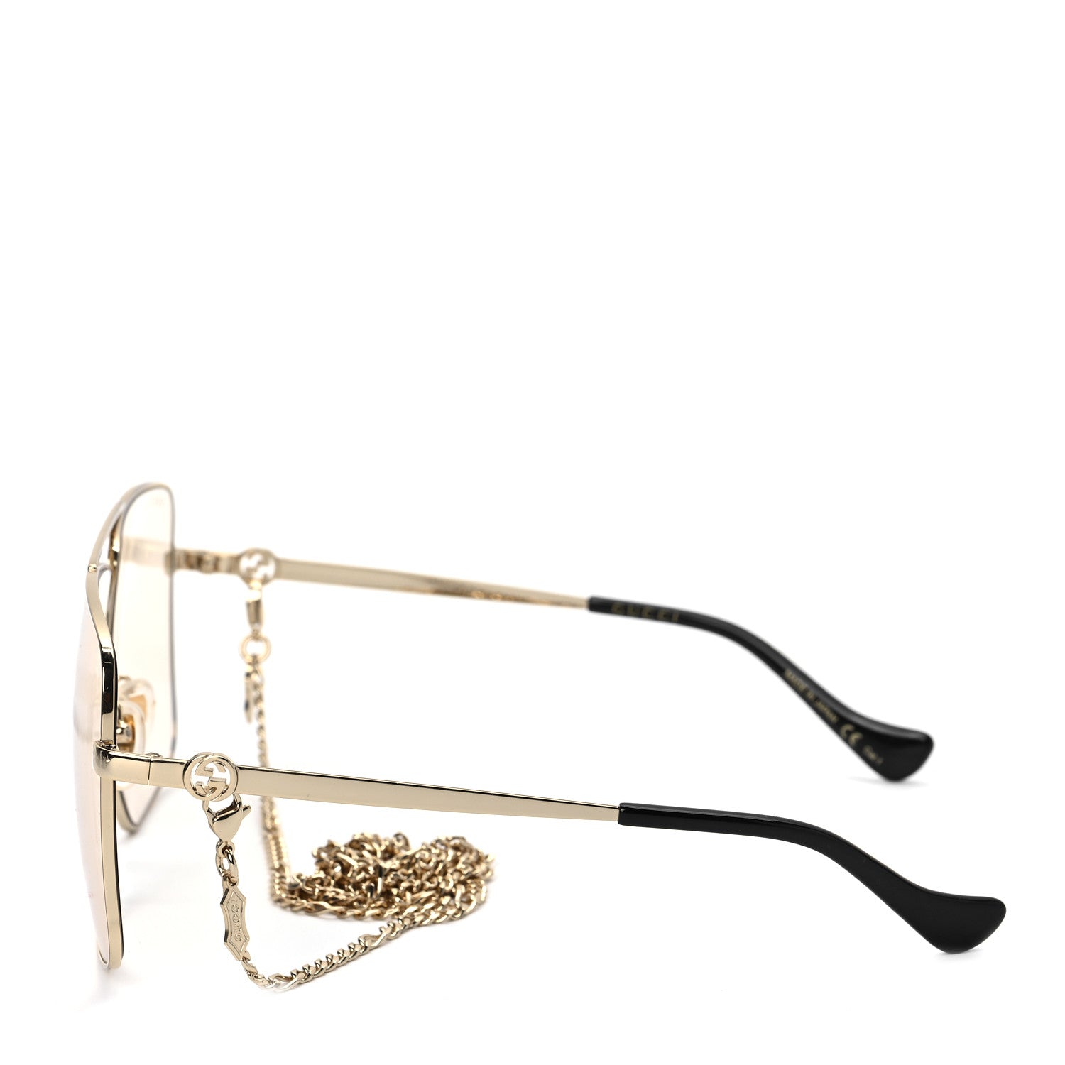 Gucci Metal Navigator Square Chain Sunglasses GG1089S Gold Yellow 3 of 6