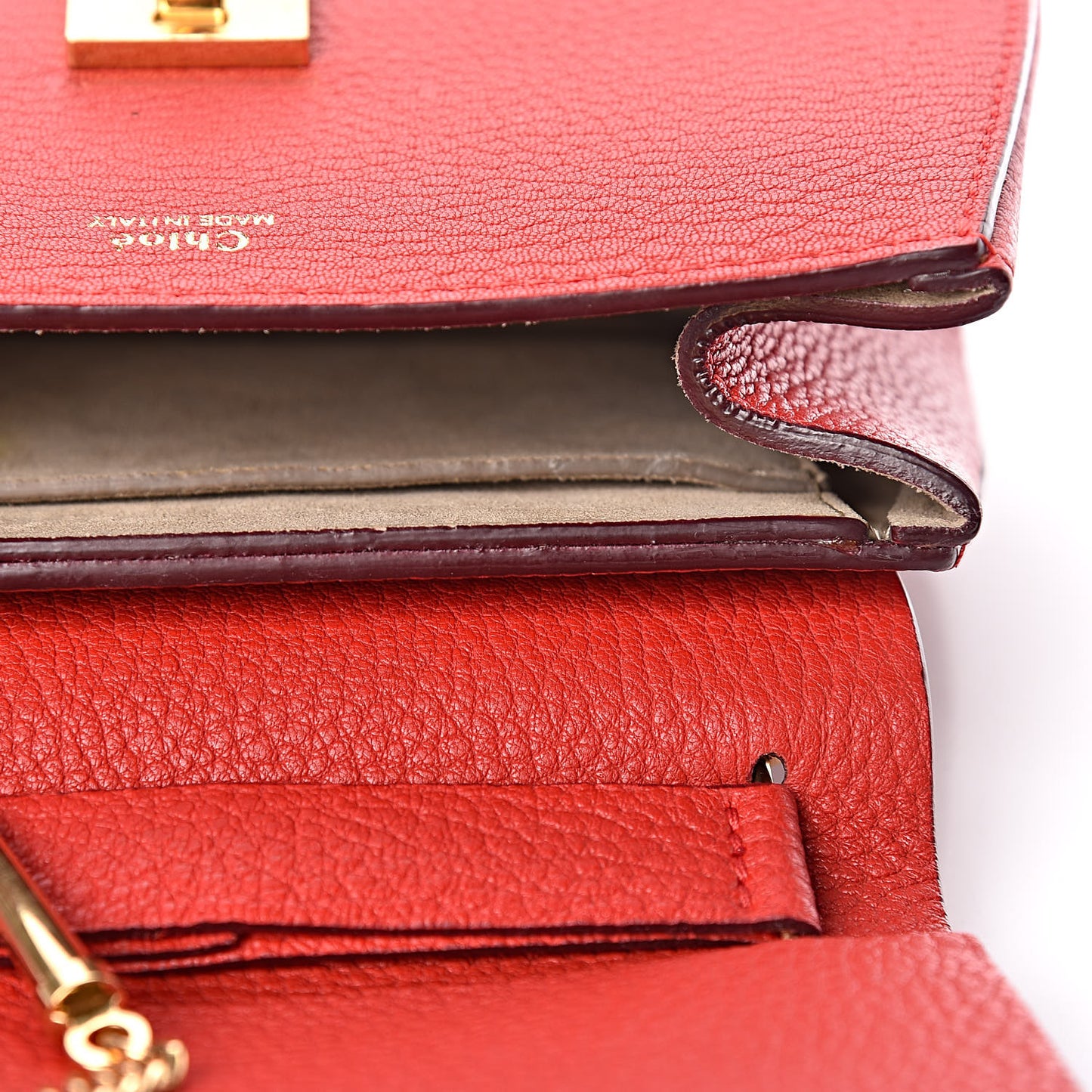 Grained Lambskin Mini Drew Shoulder Bag Plaid Red