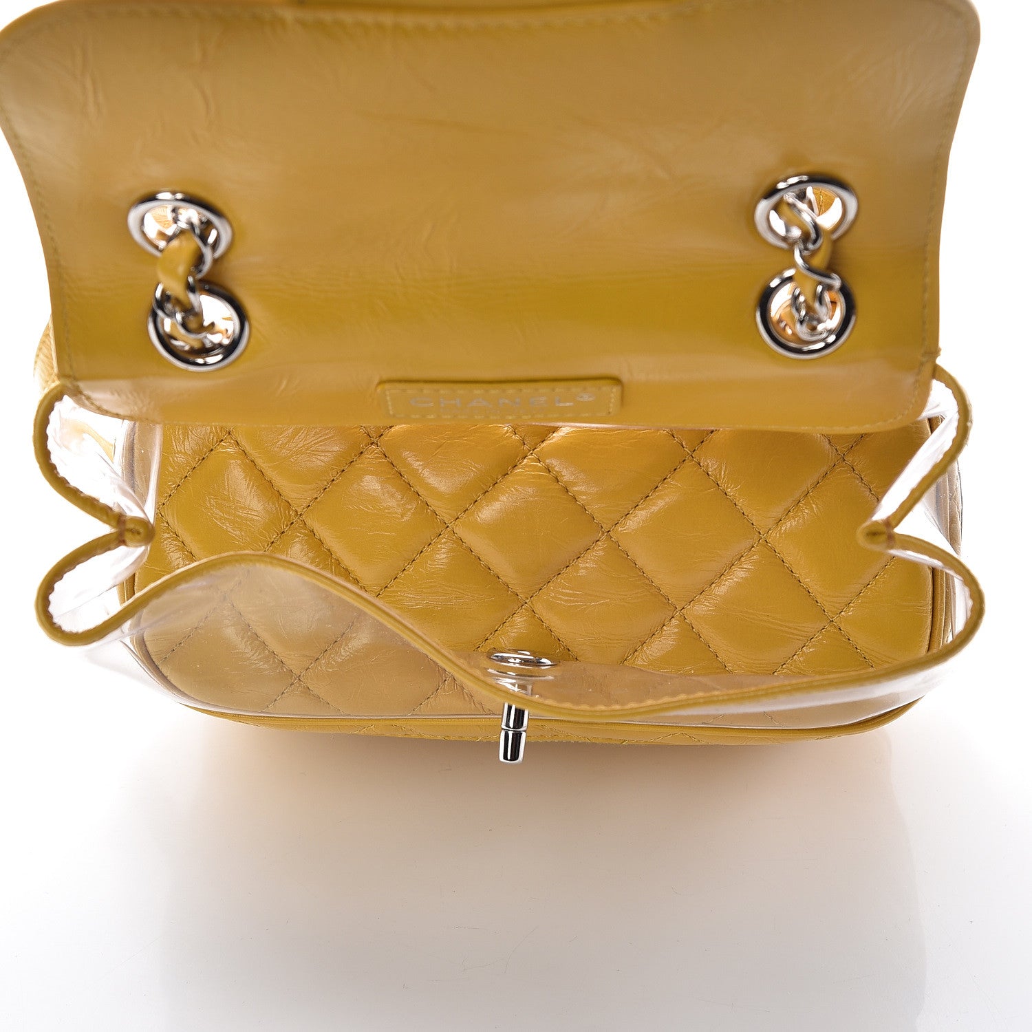 Chanel Crumpled Calfskin PVC Quilted Backpack Yellow 5 of 10