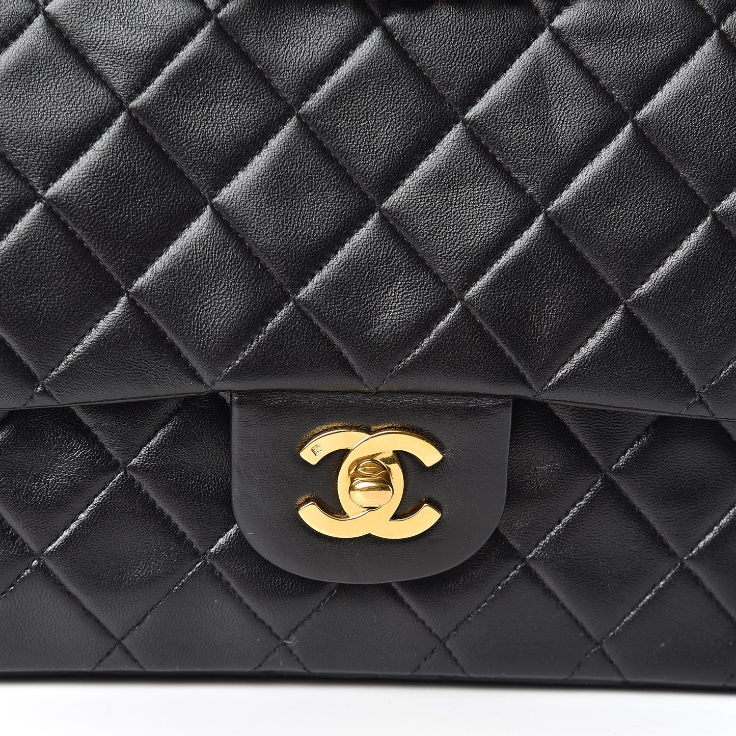 Lambskin Quilted Medium Double Flap Black