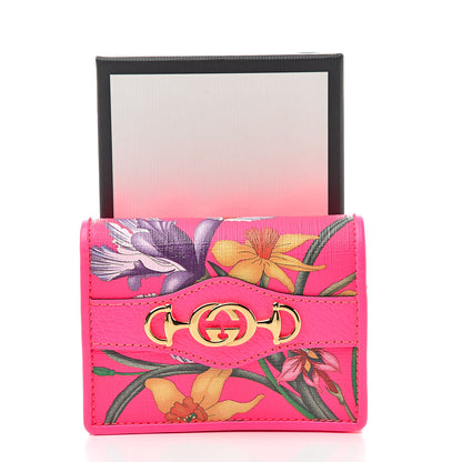 Gucci Calfskin Flora Print Zumi Card Case Fuxia Fluo 8 of 8