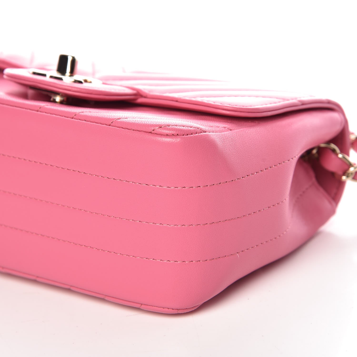Chanel Lambskin Chevron Quilted Mini Square Flap PInk 9 of 10
