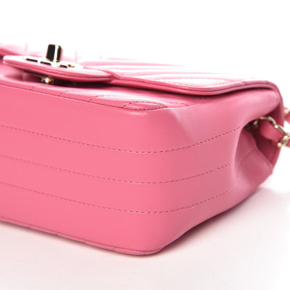 Chanel Lambskin Chevron Quilted Mini Square Flap PInk 9 of 10