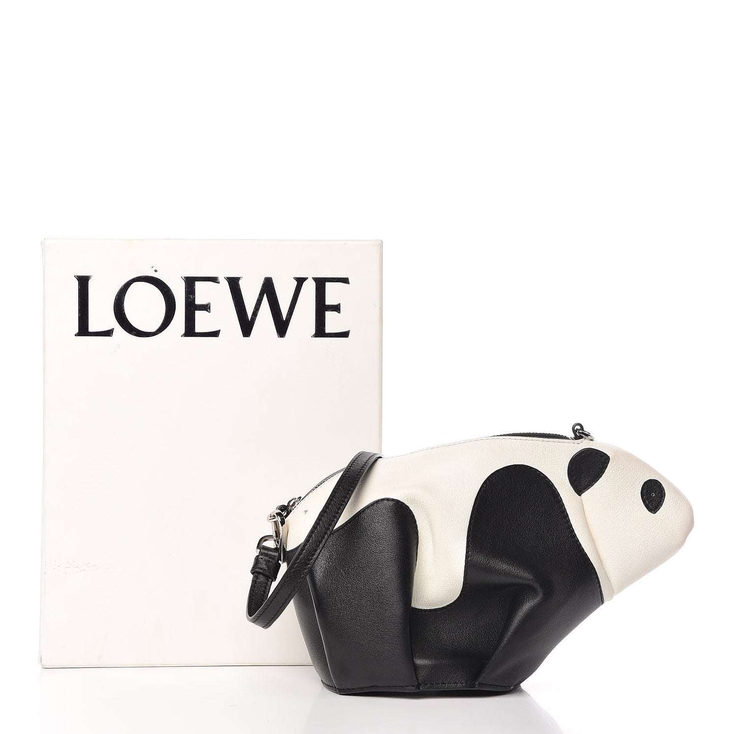 Calfskin Panda Crossbody Black White