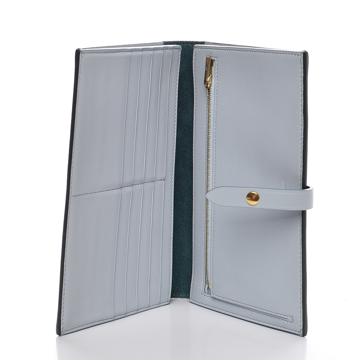 Celine Shiny Smooth Calfskin Large Multifunction Strap Wallet Dark Green Mineral 5 of 9
