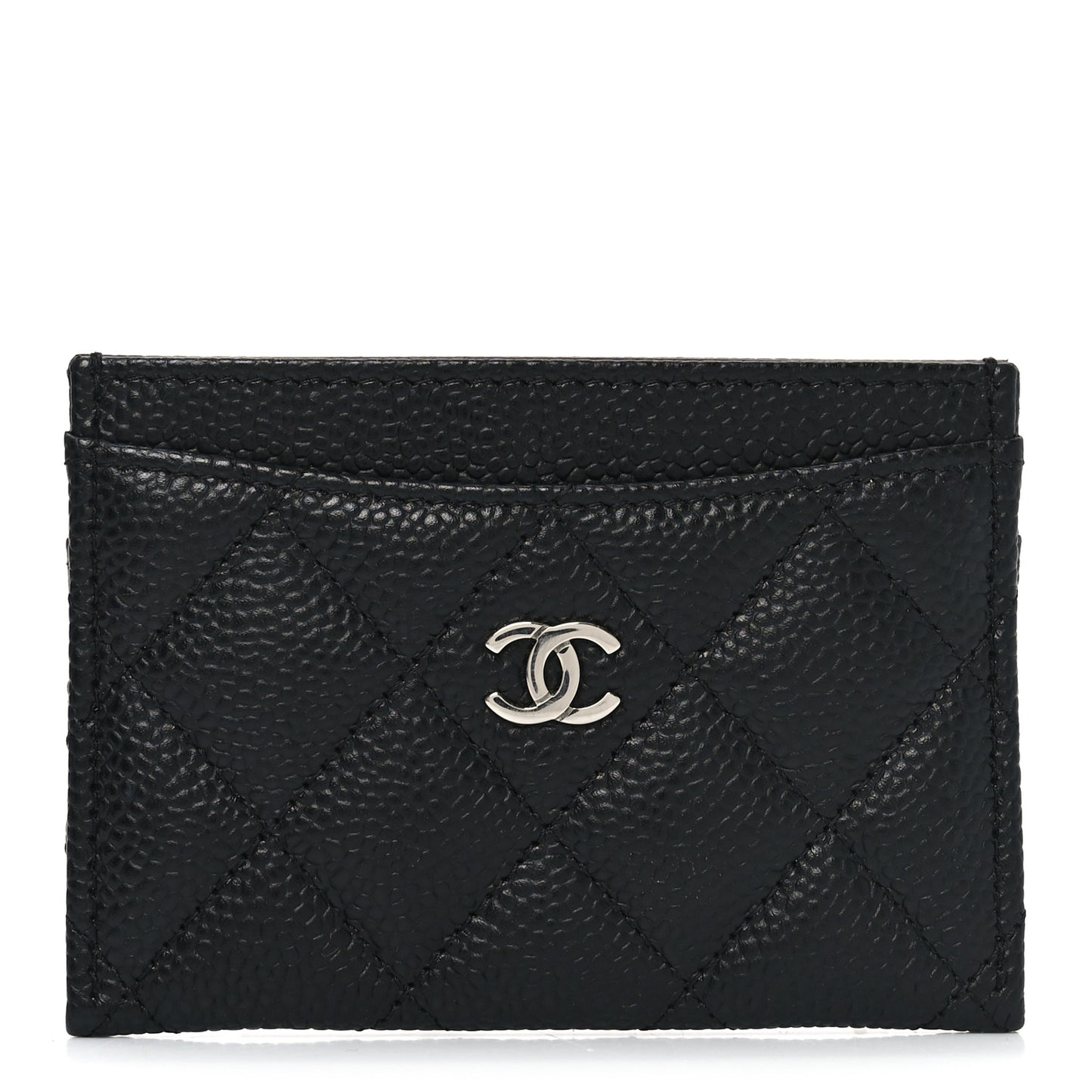 Caviar Quilted Card Holder Black