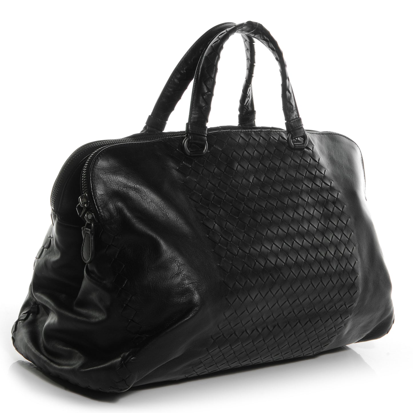 Leather Intrecciato Large Leggero Tote Nero Black