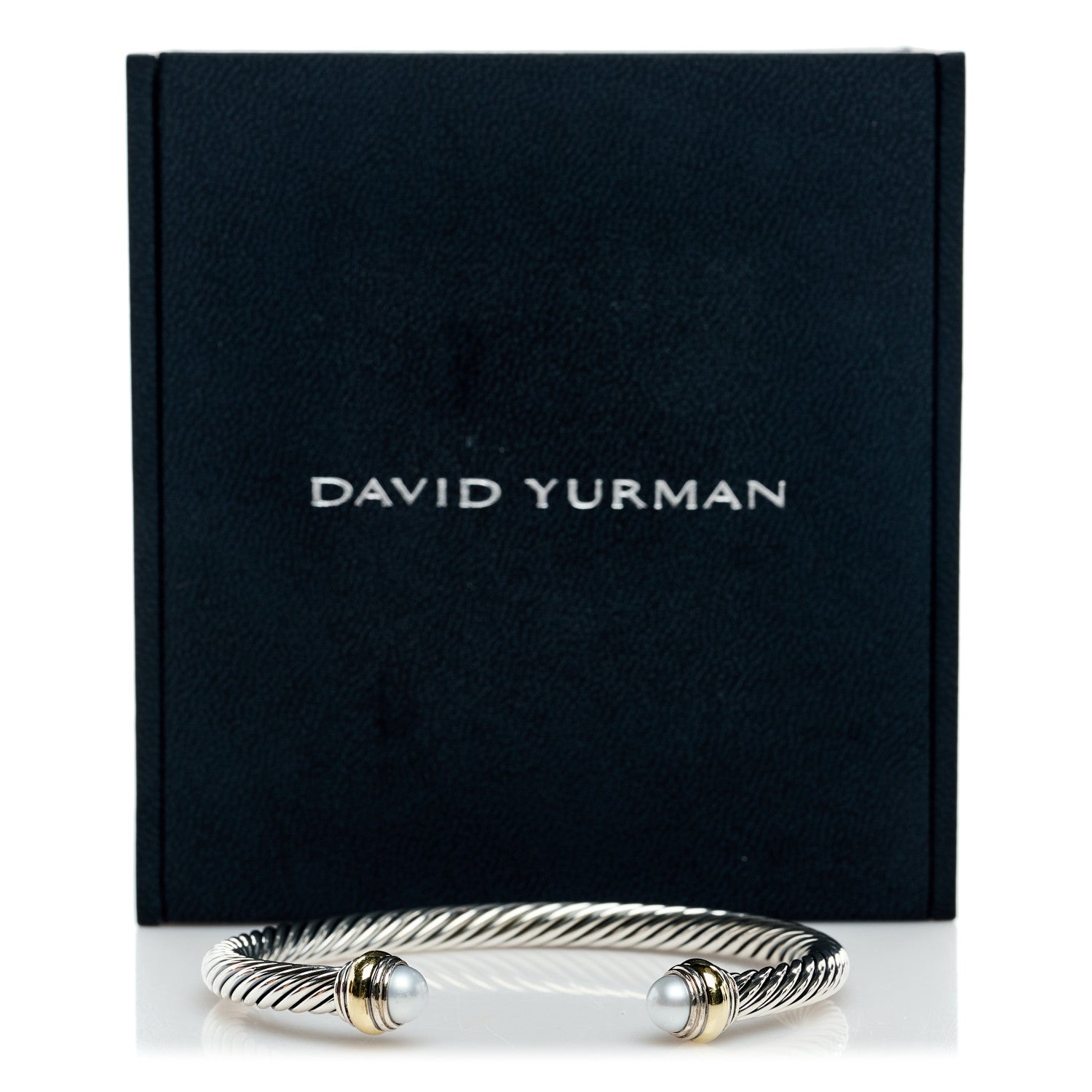 David Yurman Sterling Silver 14K Yellow Gold Pearl 5mm Cable Classics Bracelet 4 of 4