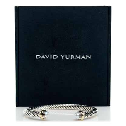 David Yurman Sterling Silver 14K Yellow Gold Pearl 5mm Cable Classics Bracelet 4 of 4