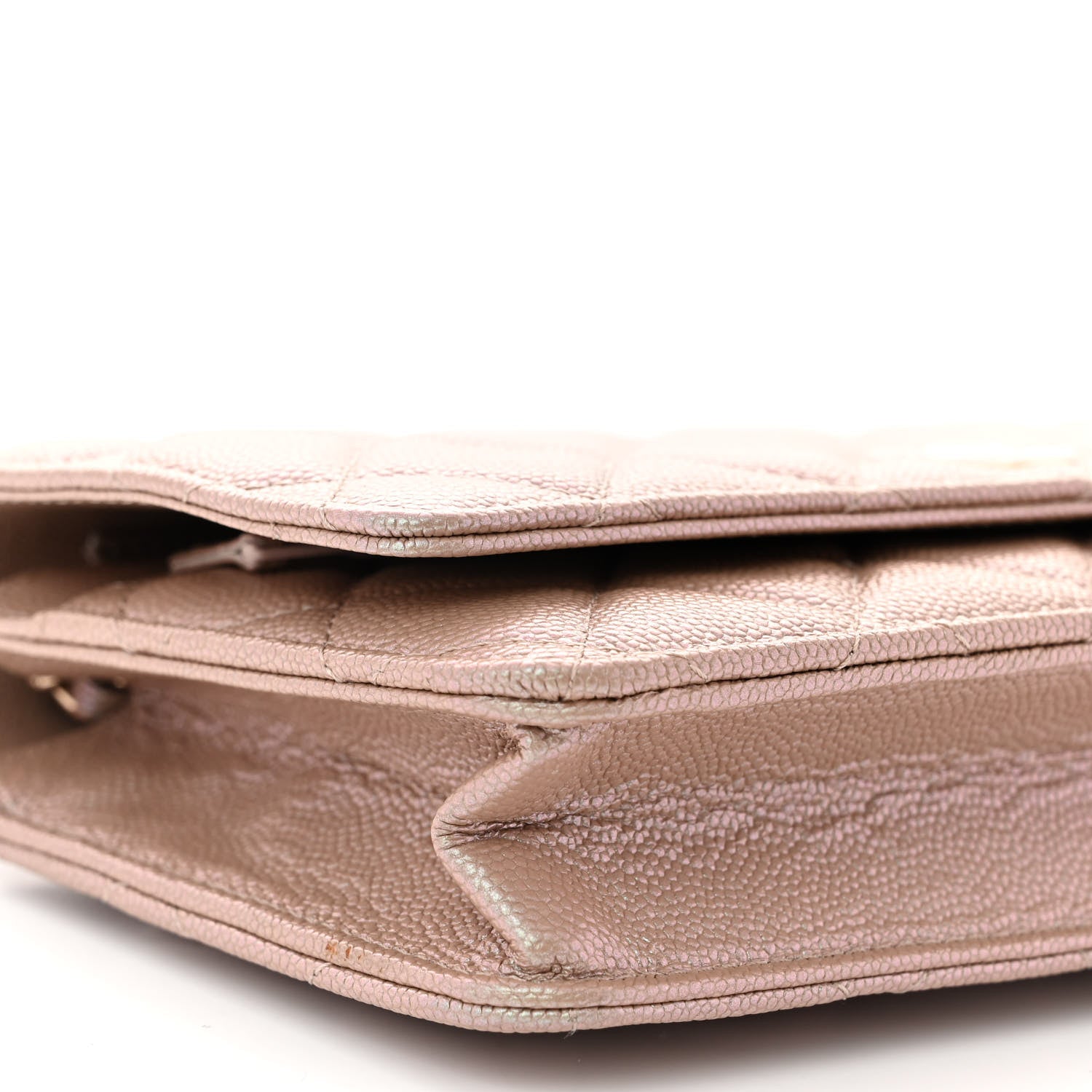 Chanel Iridescent Caviar Quilted Wallet on Chain WOC Beige 10 of 13