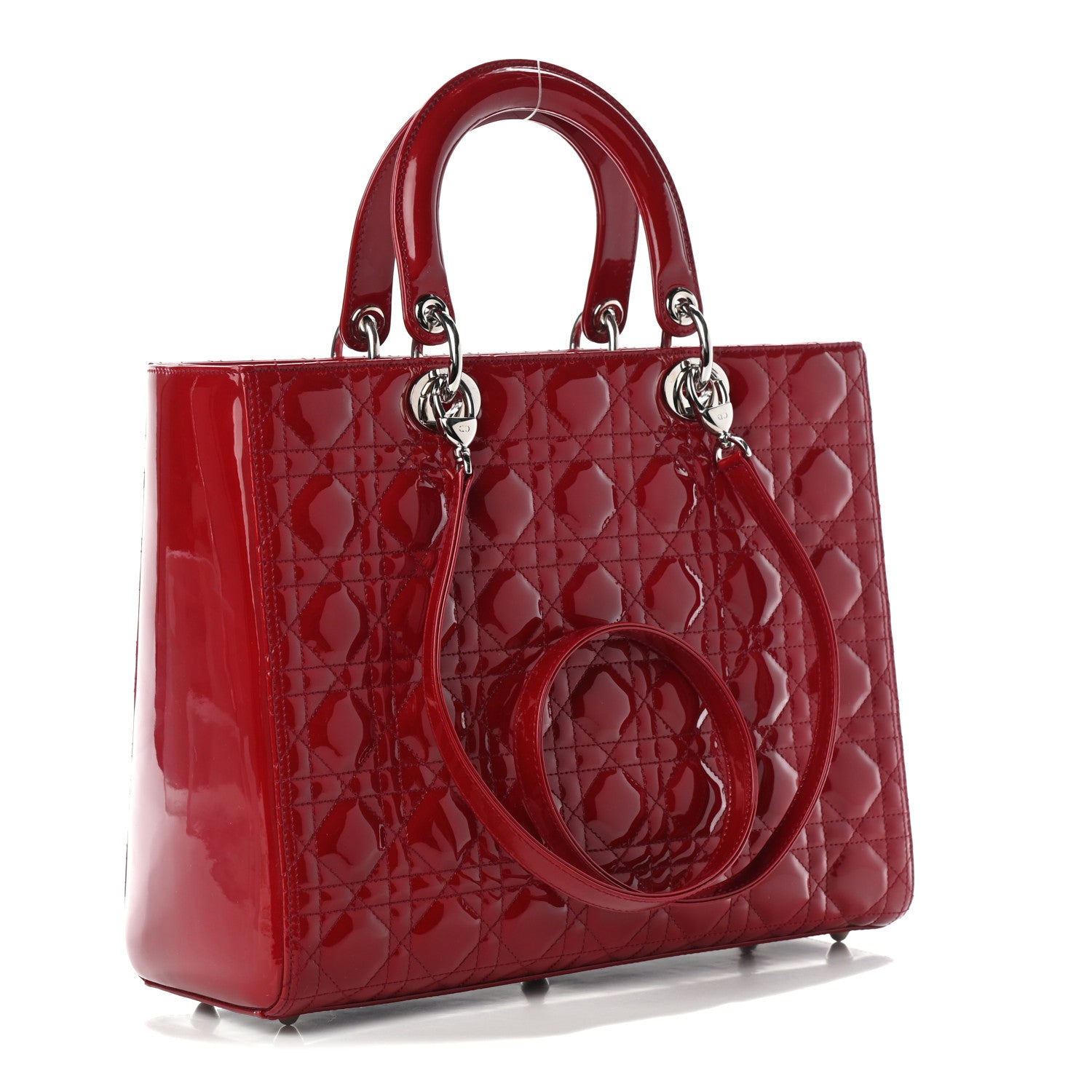 Christian Dior Patent Cannage Large Lady Dior Red 2 of 6