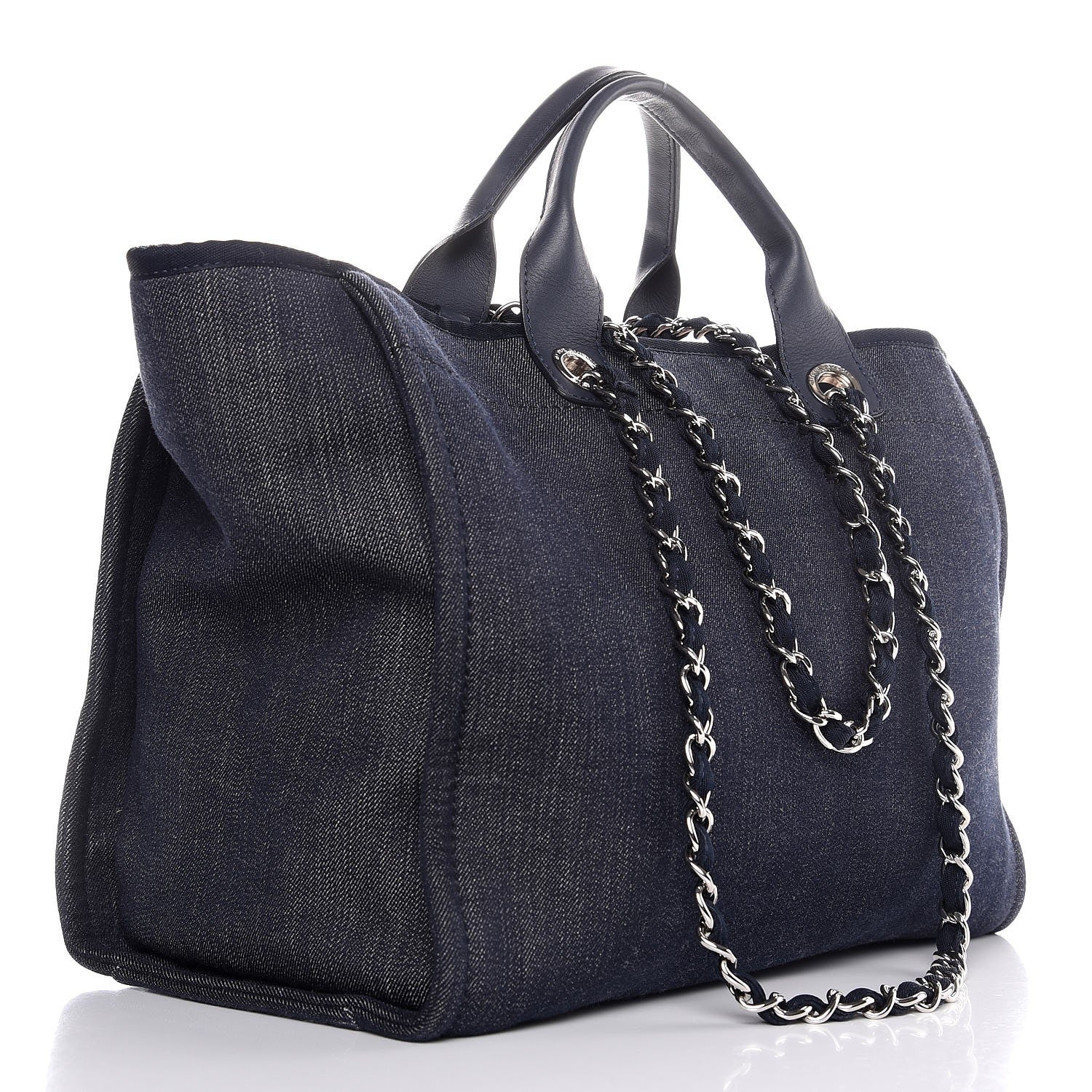 Chanel Denim Large Deauville Tote Dark Blue 3 of 7
