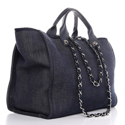 Chanel Denim Large Deauville Tote Dark Blue 3 of 7