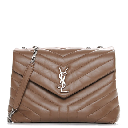 Saint Laurent Calfskin Y Quilted Monogram Medium Loulou Chain Satchel Desert Storm 1 of 10