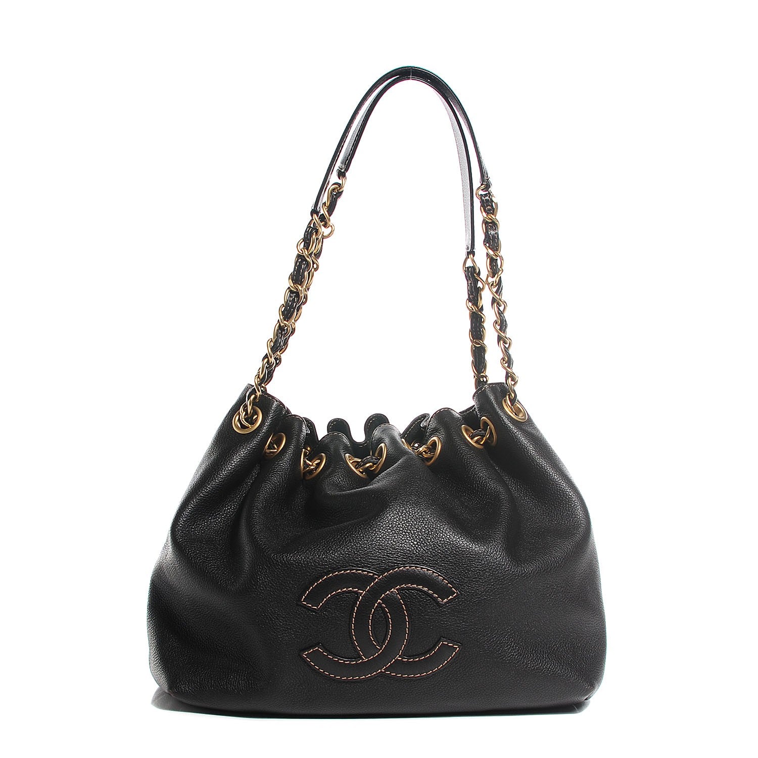 Chanel Calfskin CC Drawstring Bucket Bag Black 1 of 7