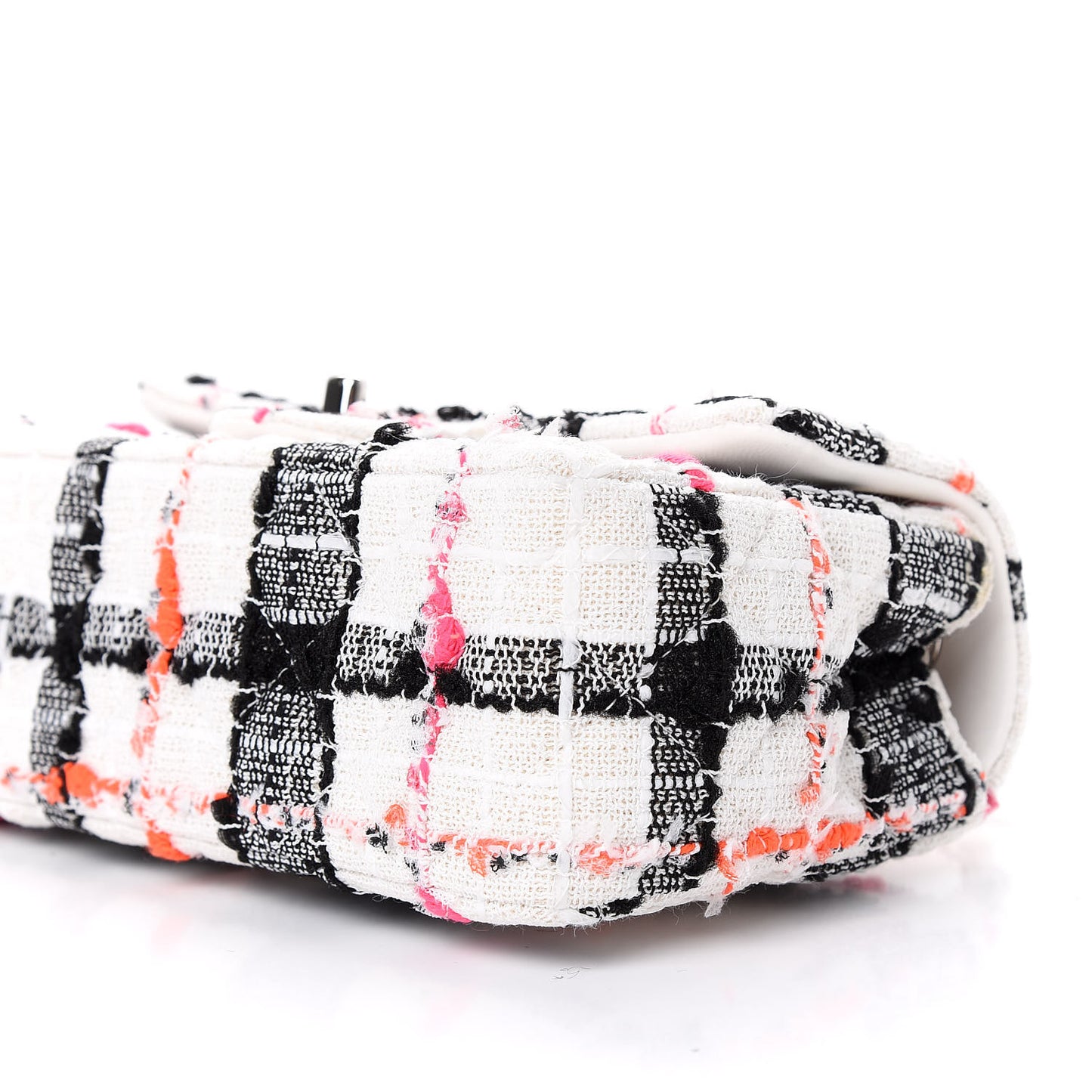 Tweed Quilted Mini Rectangular Flap Black White Pink