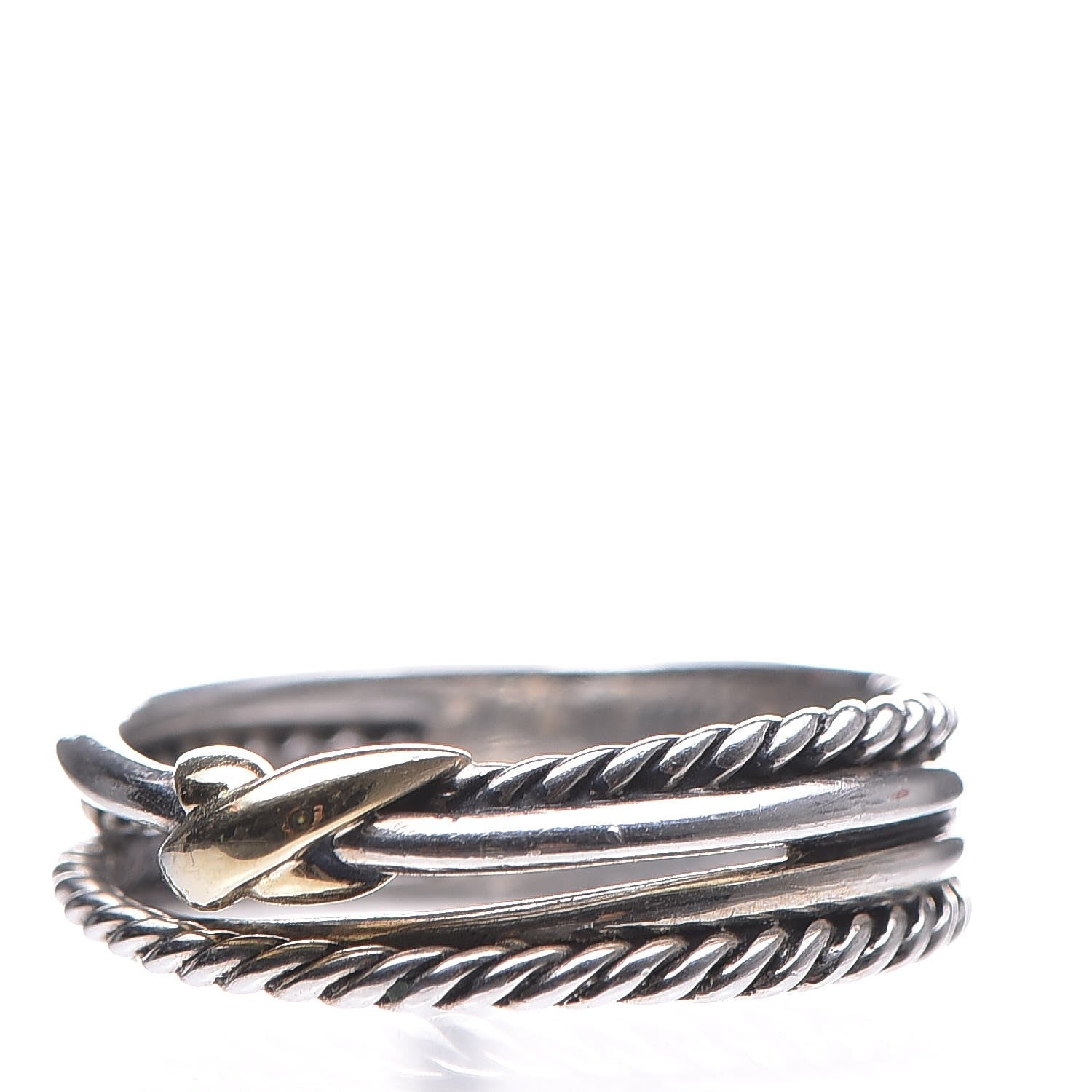 David Yurman Sterling Silver 18K Yellow Gold 6mm X Crossover Ring 56.5 7.75 3 of 5