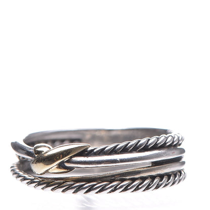 David Yurman Sterling Silver 18K Yellow Gold 6mm X Crossover Ring 56.5 7.75 3 of 5