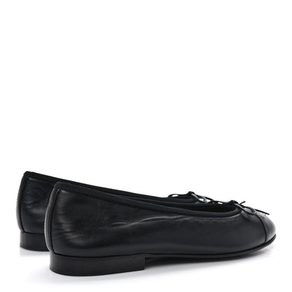 Chanel Lambskin Cap Toe CC Ballerina Flats 36.5 Grey Black 4 of 8