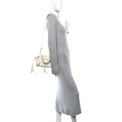 Balenciaga Semi Shiny Calfskin Crocodile Embossed Neo Classic Silver Hardware Nano City Crossbody White 3 of 17