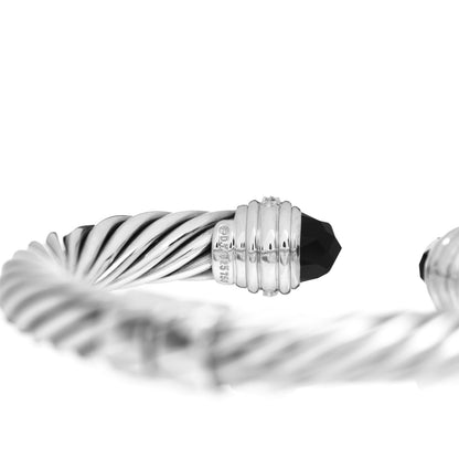 David Yurman Sterling Silver 18k White Gold Diamond Black Onyx 10mm Cable Classics Bracelet 4 of 4