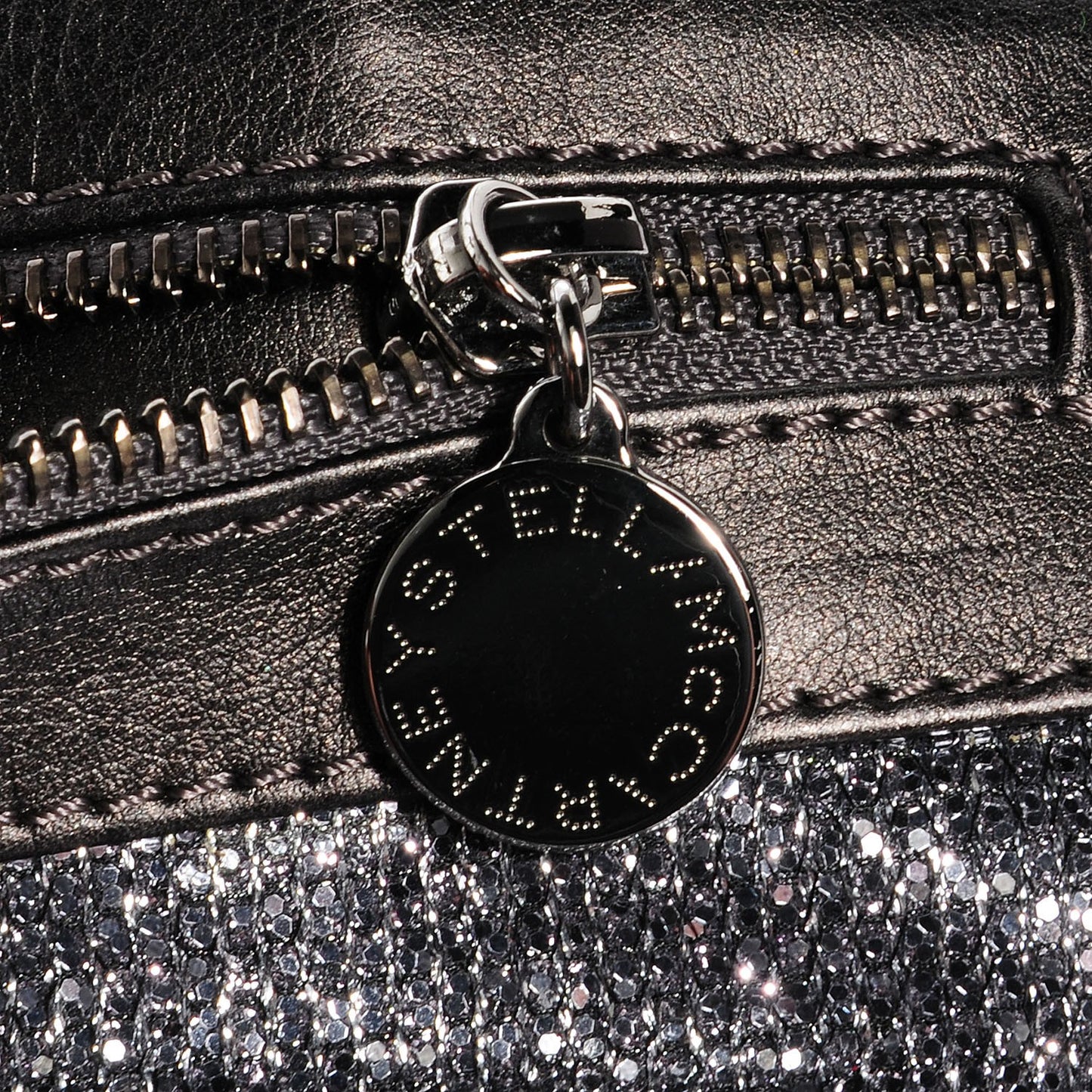 Metallic Glitter Fold Over Falabella Clutch Silver