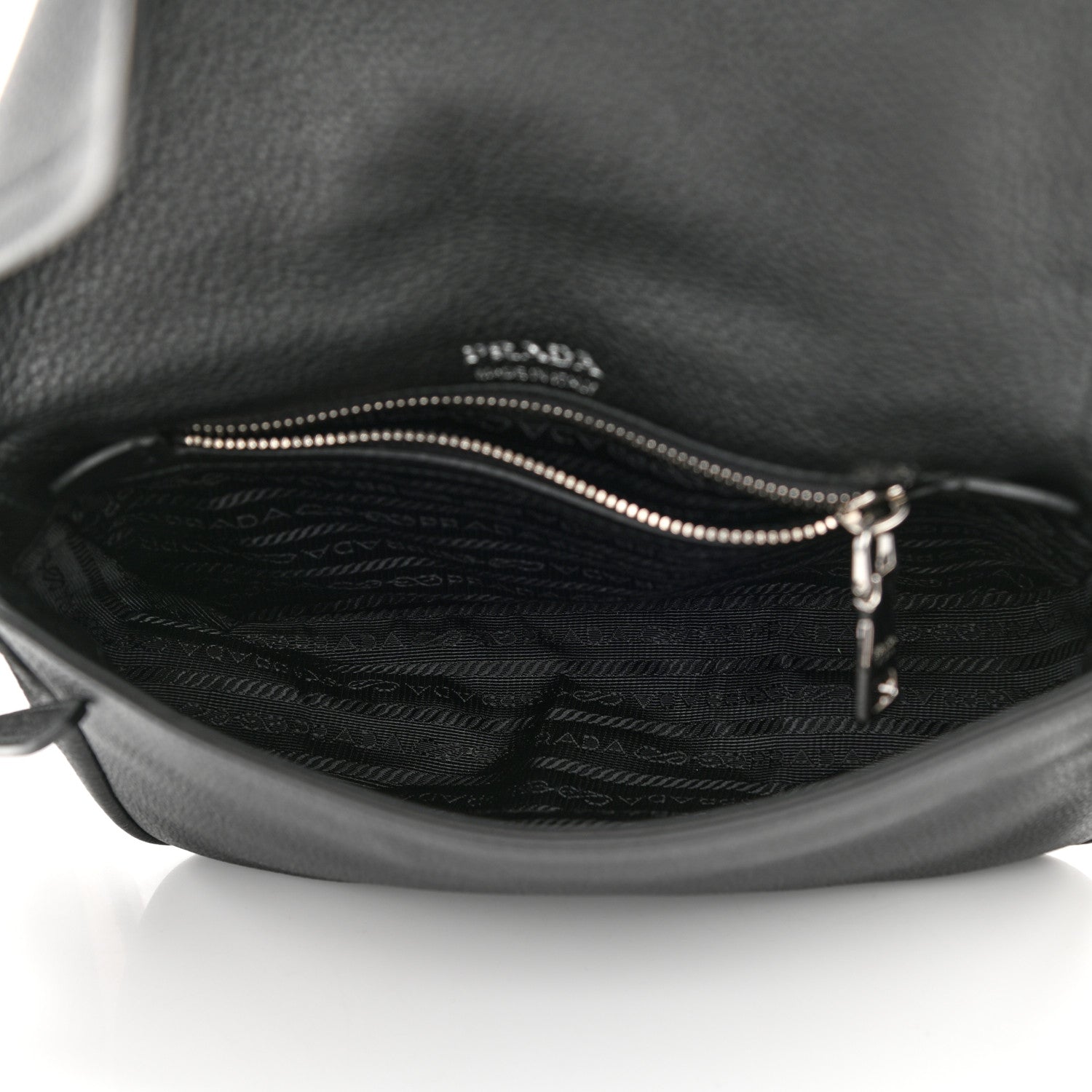 Prada Vitello Daino Soft Flap Crossbody Black 5 of 11