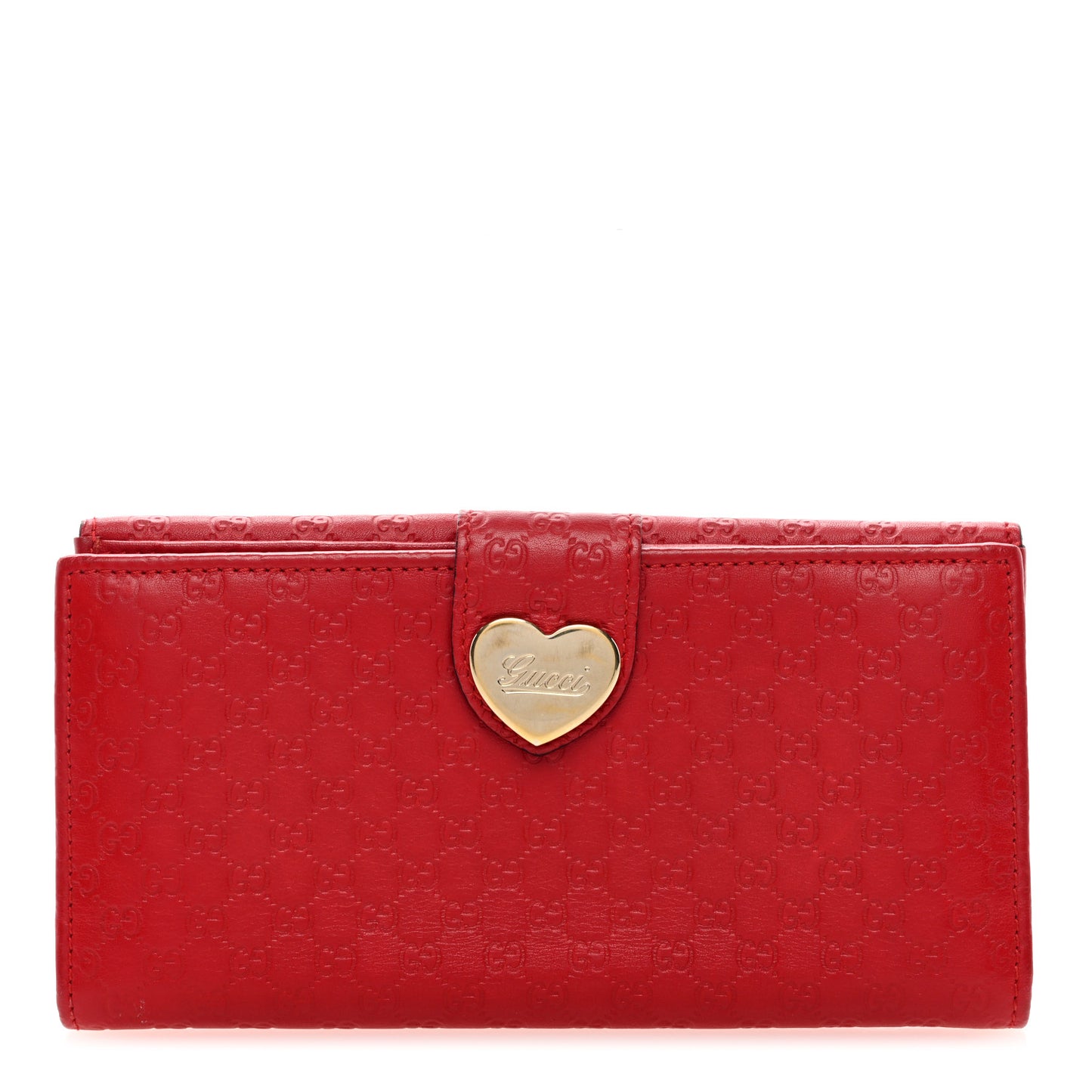 Microguccissima Heart Continental Wallet Red