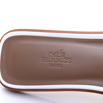Hermes Box Calfskin Oran Sandals 39.5 White 7 of 11