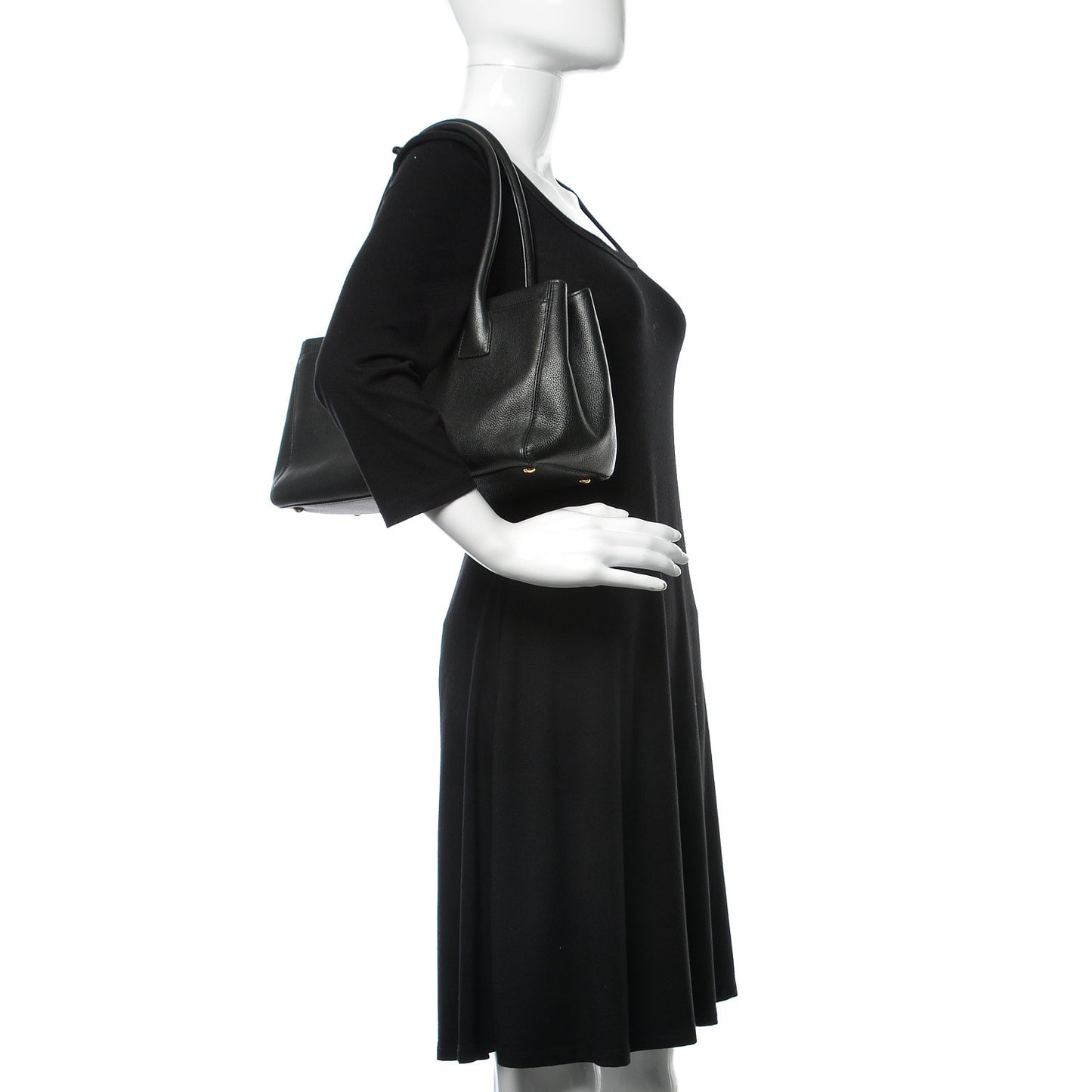 Calfskin Small Cerf Executive Shopper Tote Black