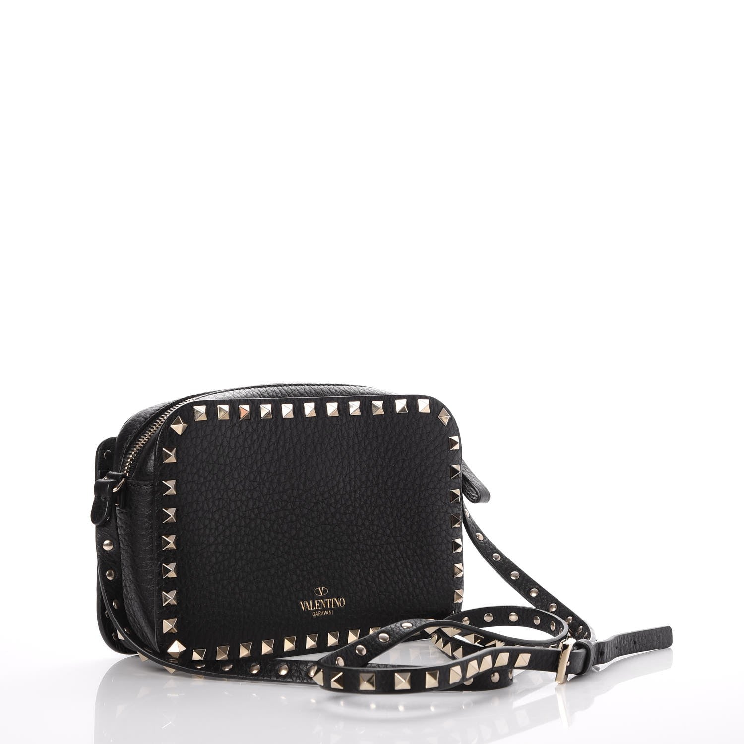 Valentino Garavani Grained Calfskin Rockstud Flip Lock Camera Crossbody Bag Black 3 of 7