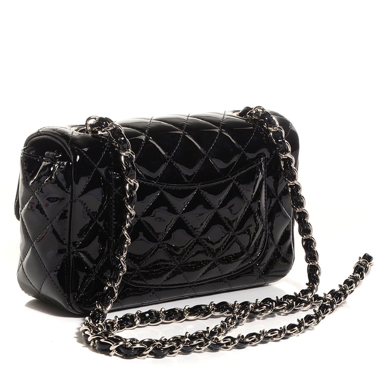 Patent Quilted Mini Rectangular Flap Black