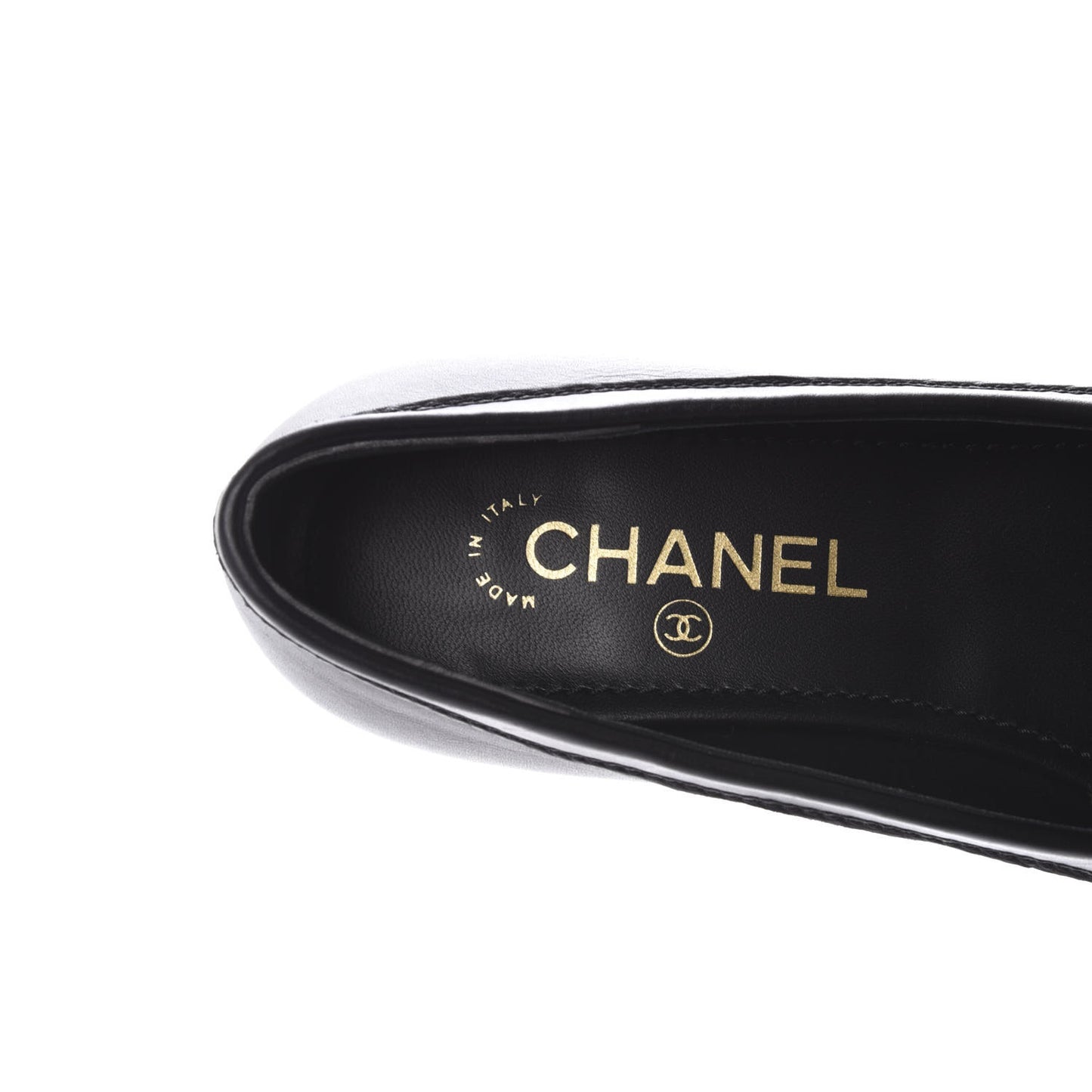 Calfskin CC Chain Mocassin Loafers 37.5 Black