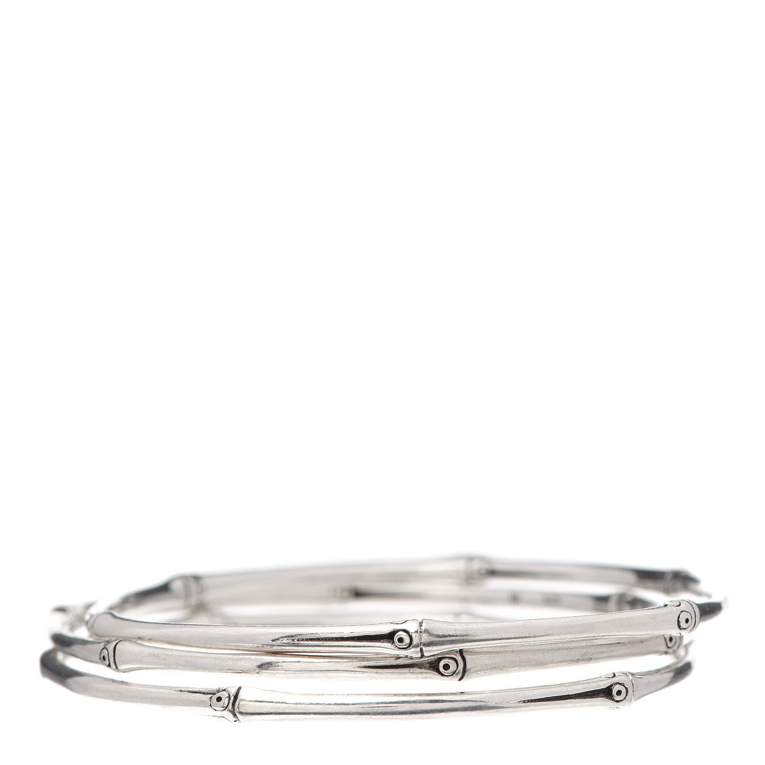 John Hardy Sterling Silver Bamboo Bangle Bracelet Set of 3 1 of 4