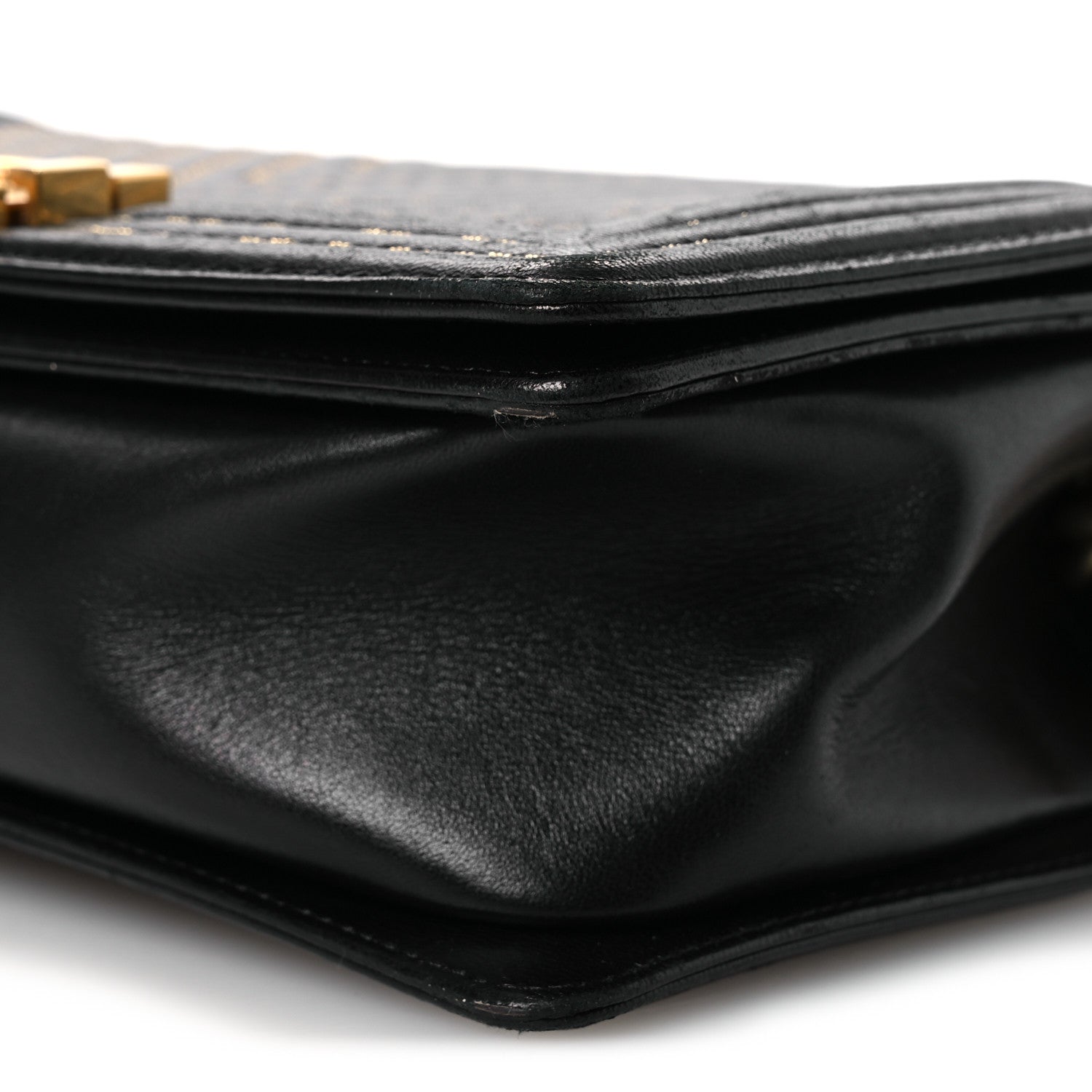 Chanel Lambskin Chevron Chain Stitched Medium Boy Flap Black 10 of 13