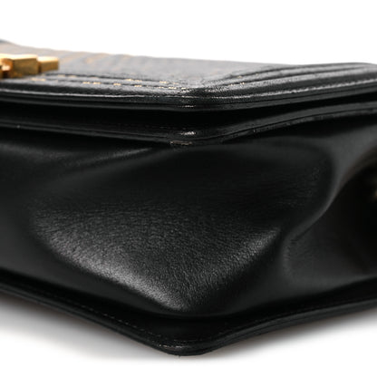 Chanel Lambskin Chevron Chain Stitched Medium Boy Flap Black 10 of 13