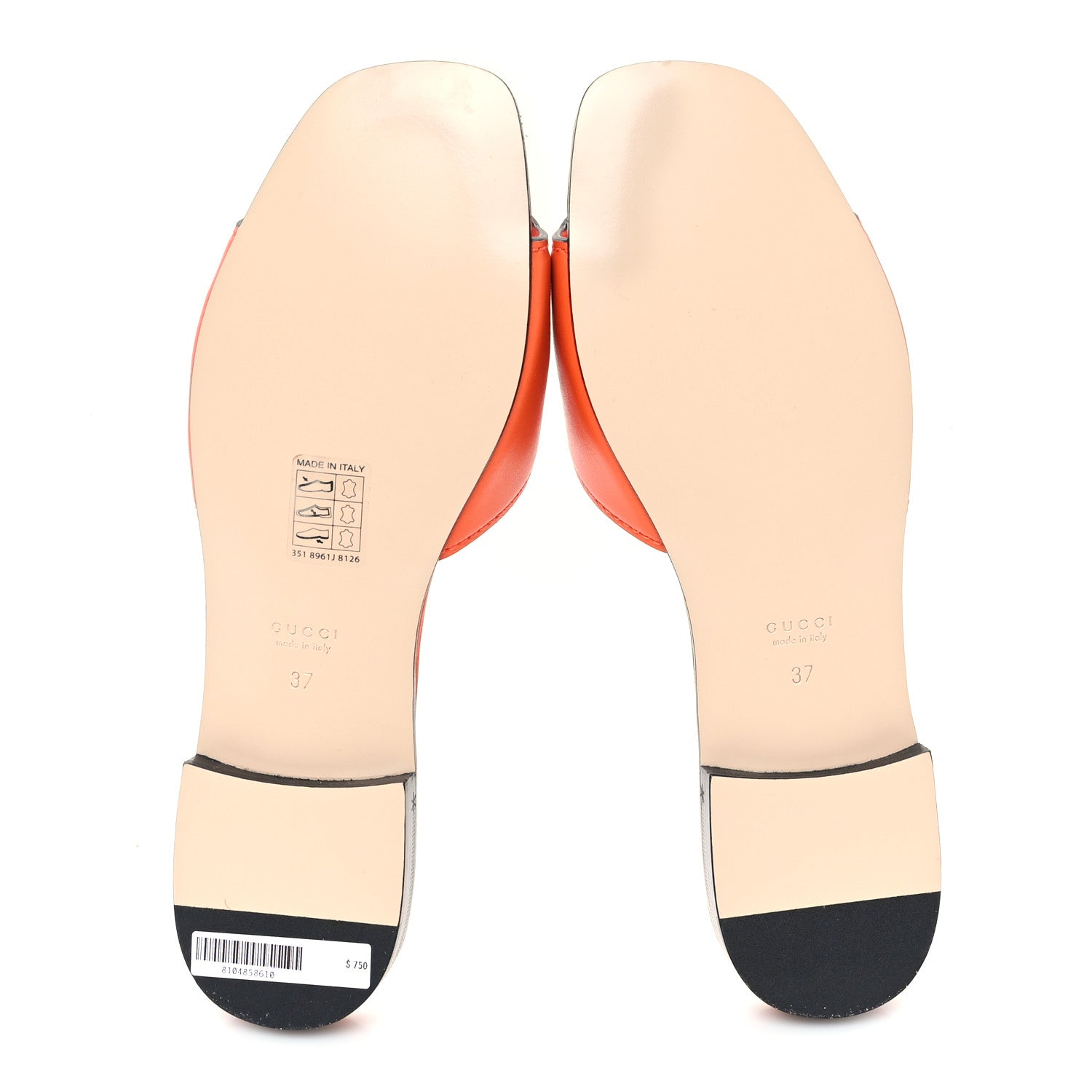 Gucci Cosmos Softy Calfskin Interlocking G Cut Out Slide Sandals 37 Deep Orange 6 of 8